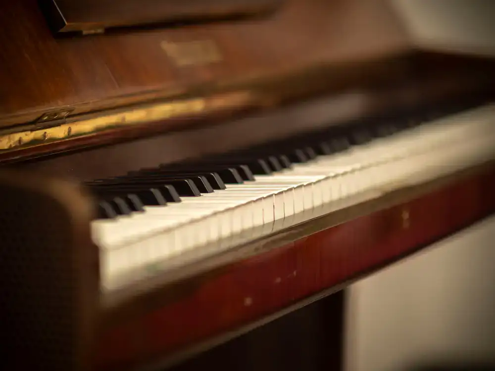 Vintage upright piano in satin finish